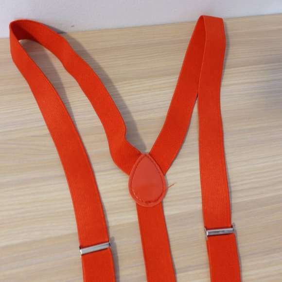 Suspender‎ Boy Orange Clip On Y Back Adjustable Strap Stretch Elastic Neon - Picture 3 of 6